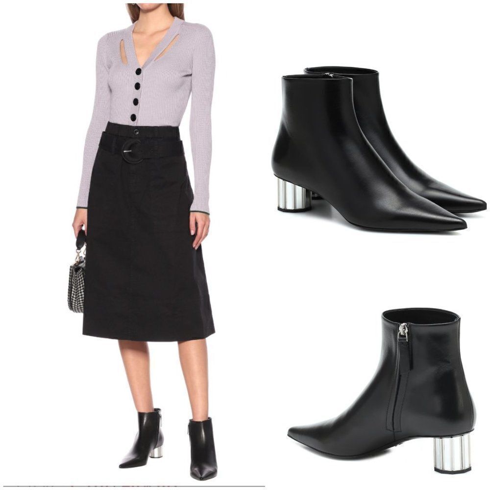 Proenza Schouler Mirrored Facet Heel Pointed Ankle Boots SH-050 - Picture 3 of 16
